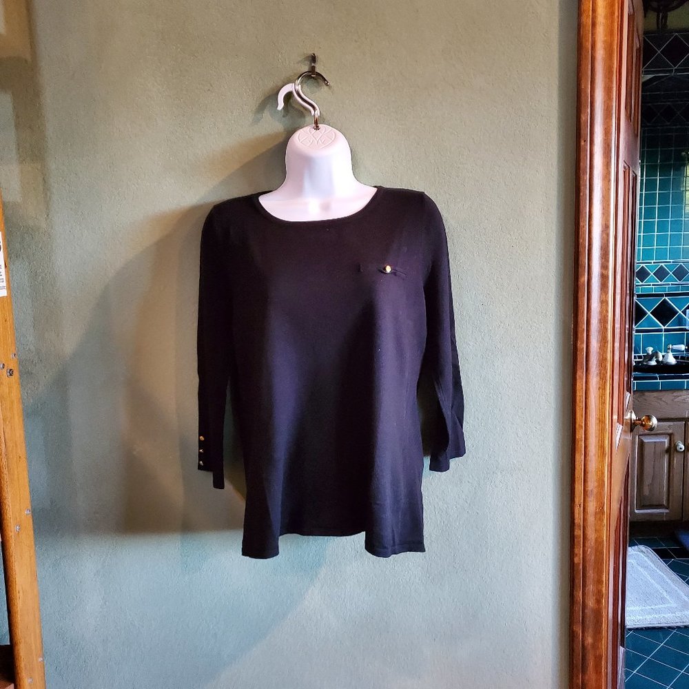 Black Knit top with Front Pocket